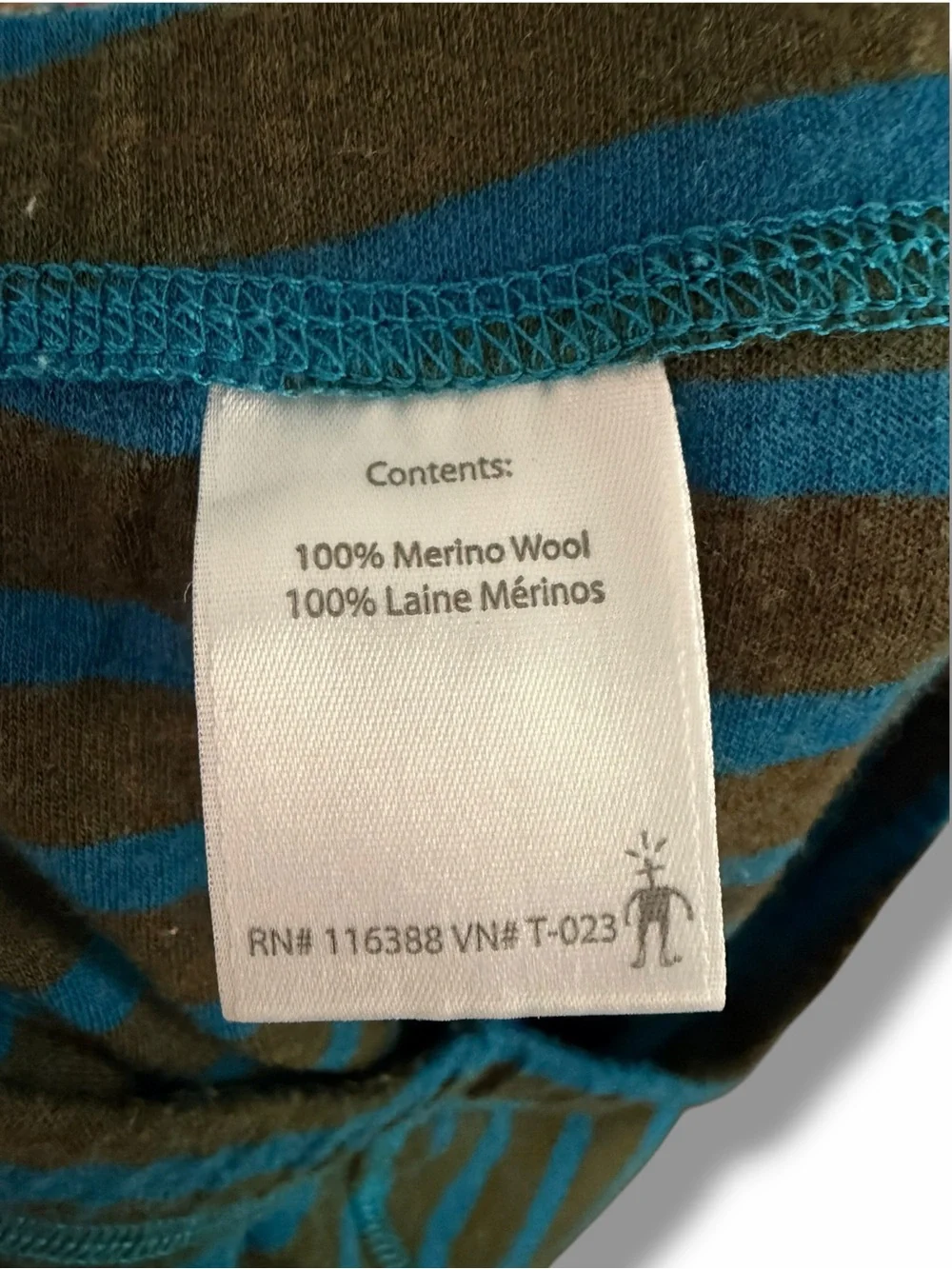 Smartwool Teal/Brown Striped Merino Wool Base Layer Set Quarter Zip/Pants Small